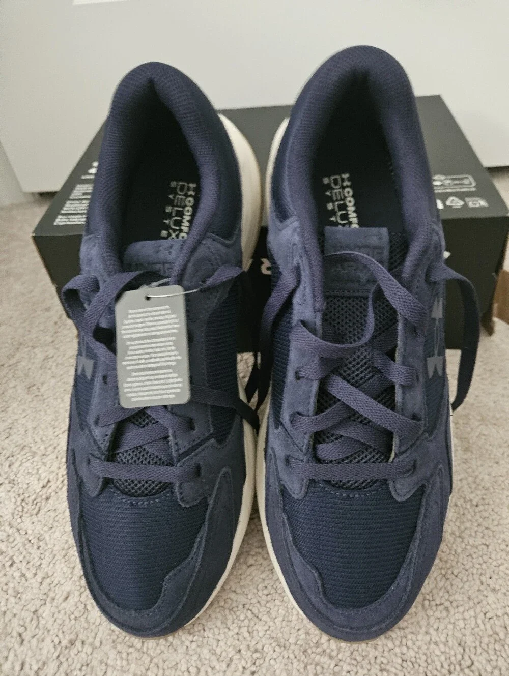 NWT Under Armour UA Edge Suede Mens 12 Navy Blue Charged Sneakers